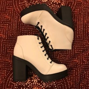 White platform booties